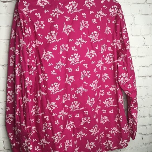 Woman Within Pink Floral Long Sleeve Button Up Shirt Size L 18/20 - Picture 14 of 15